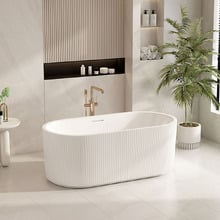 Salem Matte White Oval Acrylic Freestanding Bath with Overflow